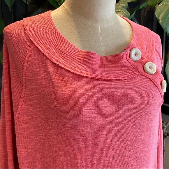 Free People Don’t Forget About Me Salmon Pink Pull over textured top - Picture 14 of 15